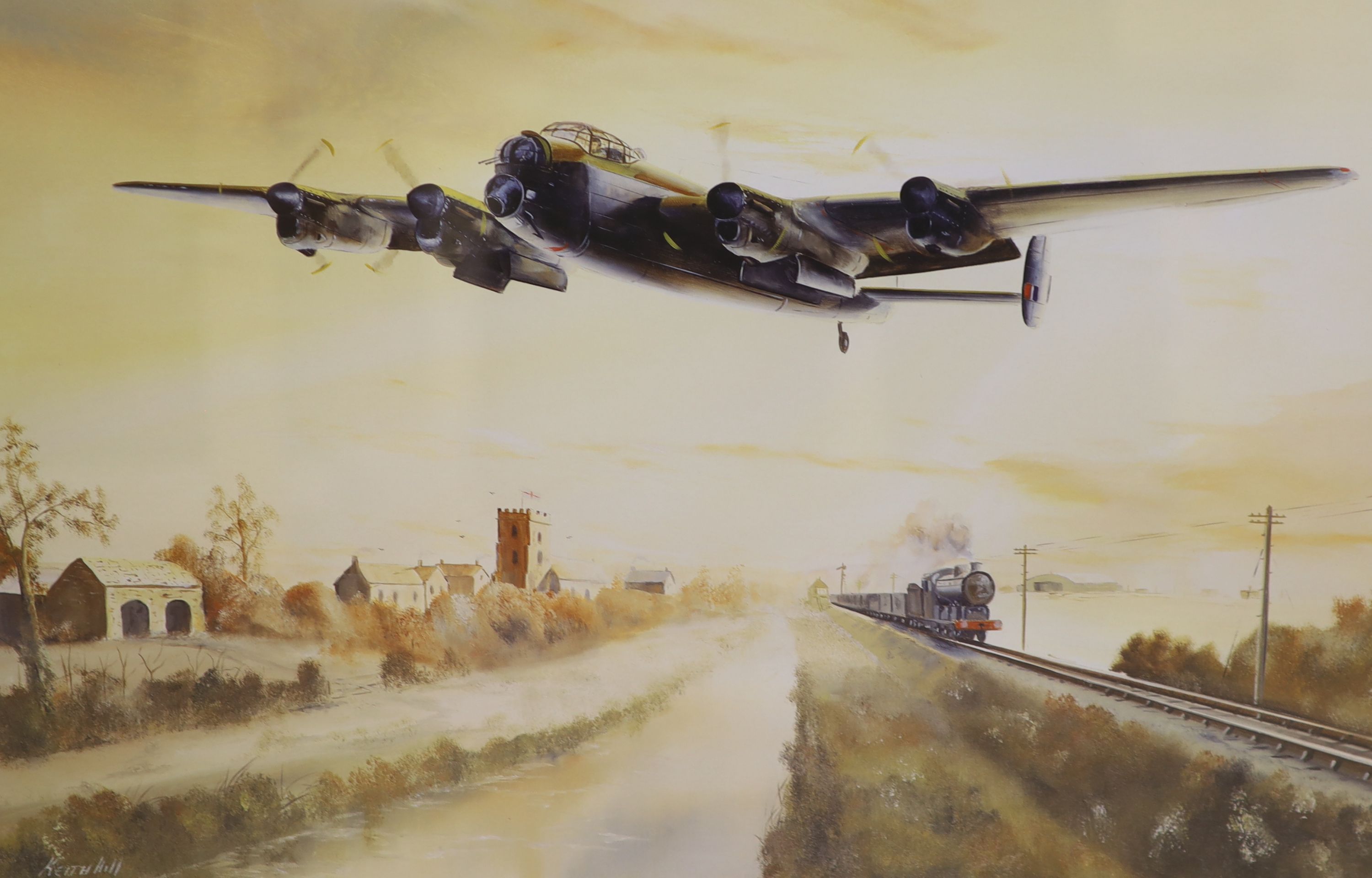 After Frank Wootton, limited edition coloured print, 'Battle Over London 1940', signed in pencil and numbered 224/1250 and two other aviation prints